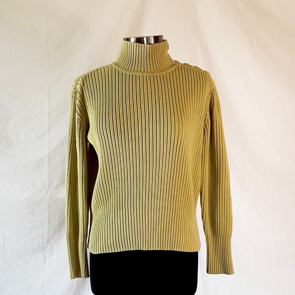 J Jill Subdued Lime Green 100% Cotton Knit Sweater